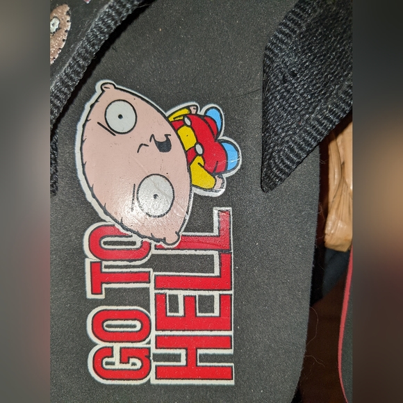 Stewie Griffin "Go to Hell" Flip flops in women's size 8 - Picture 2 of 4